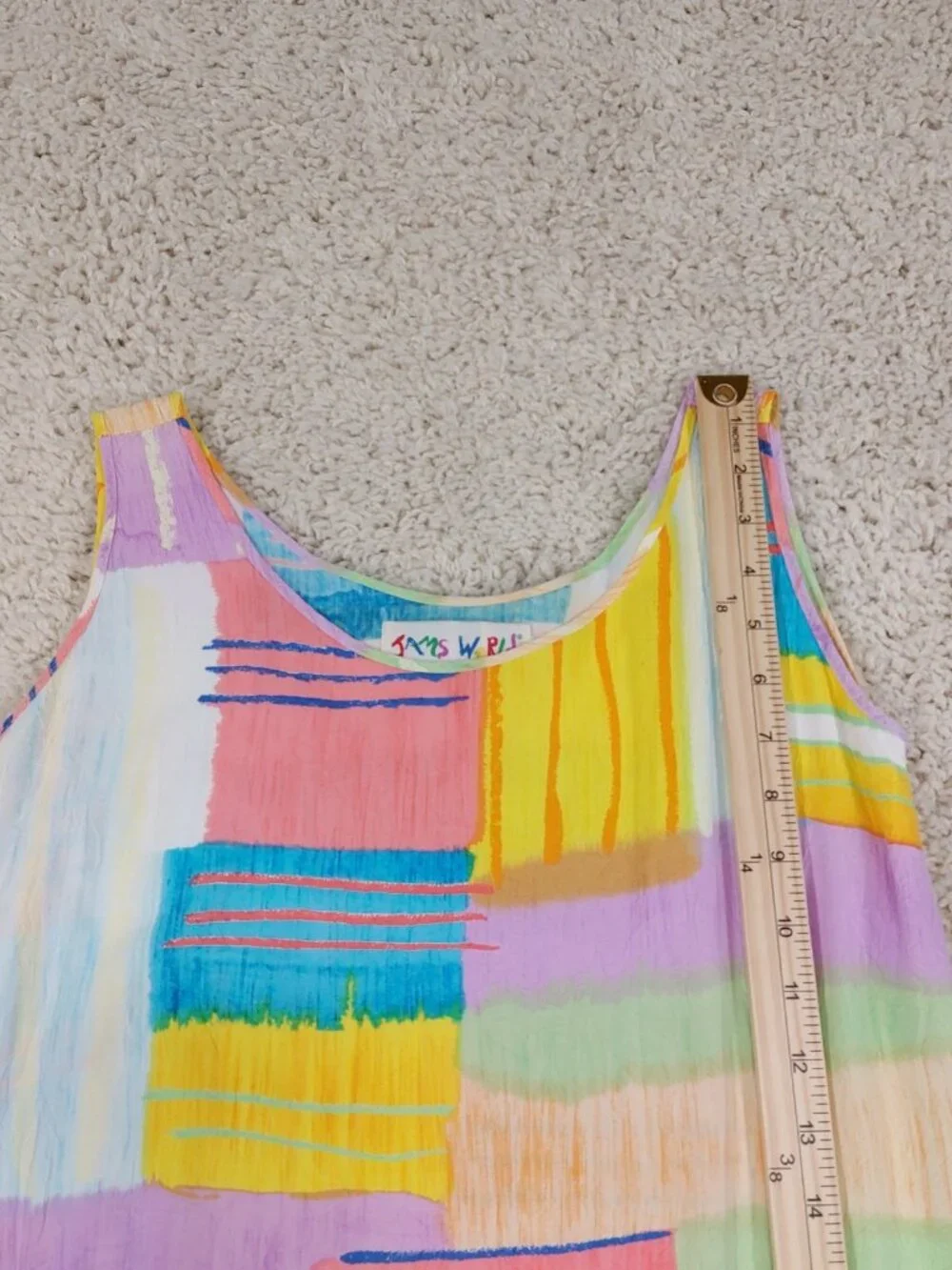 Vintage Jams World Tank Dress Womens Small, Colorful Brushstroke Print Hawaiian